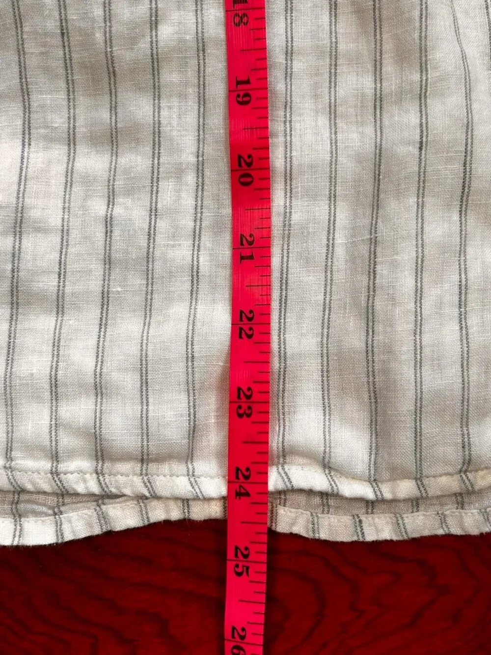 C&C 100% Linen Hoodie with kangaroo pocket, white with blue/grey pinstripe, Med